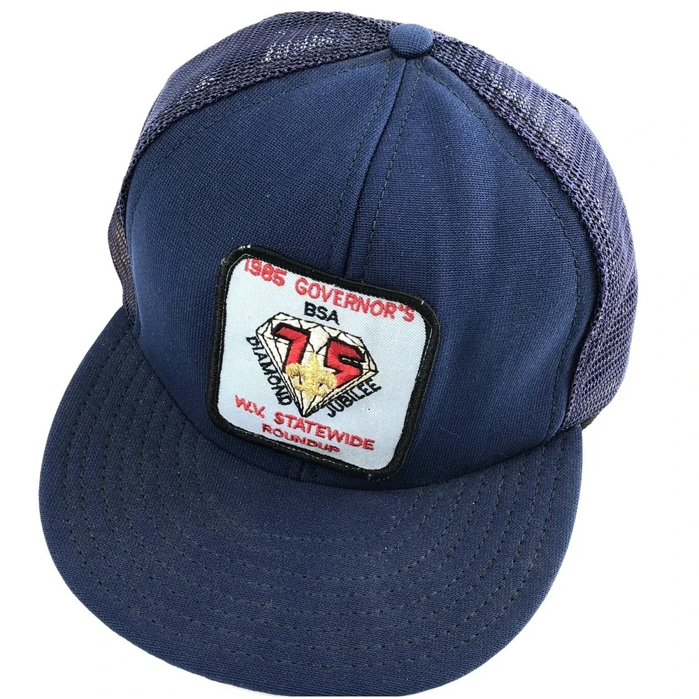 Vintage Trucker Hat‎ Cap Snap Back USA Patch 80s Diamond Jubilee Boy Scouts
